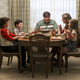 Montana Jordan (left), Iain Armitage, Lance Barber, Zoe Perry, Raegan Revord